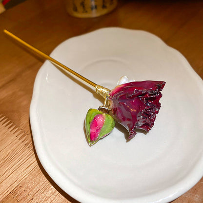 Retro Rose Pearl New Chinese Style Hairpin