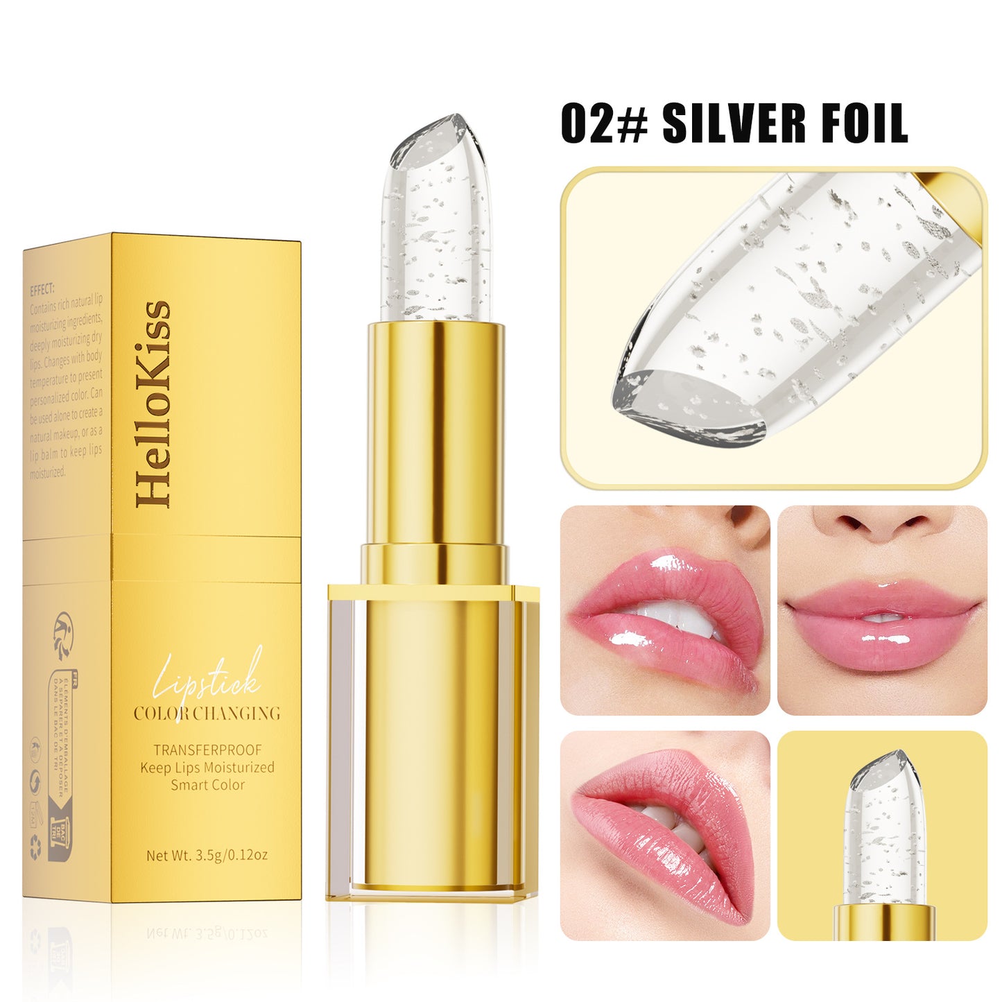 Goldangereicherter, temperaturreaktiver, feuchtigkeitsspendender Lippenstift mit Goldflocken – ein einzigartiger Farbton für jede Frau