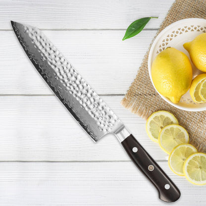 8,5 Zoll Kiritsuke-Messer, professionelles Kochmesser aus VG10-Damaststahl mit gehämmertem Griff, ultrascharfes Küchenmesser mit Ebenholzgriff und Geschenkbox