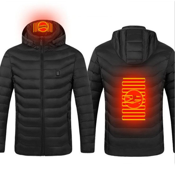 Beheizbare Winterjacke, USB-Elektro-Baumwollmantel mit Reißverschluss, Heizweste für Herren