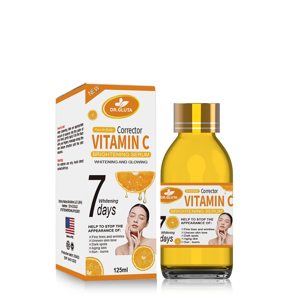 Vitamin-C-Serum für strahlende Haut – 7 Tage Anti-Aging-Feuchtigkeitspflege – VC-Körperserum 125 ml 