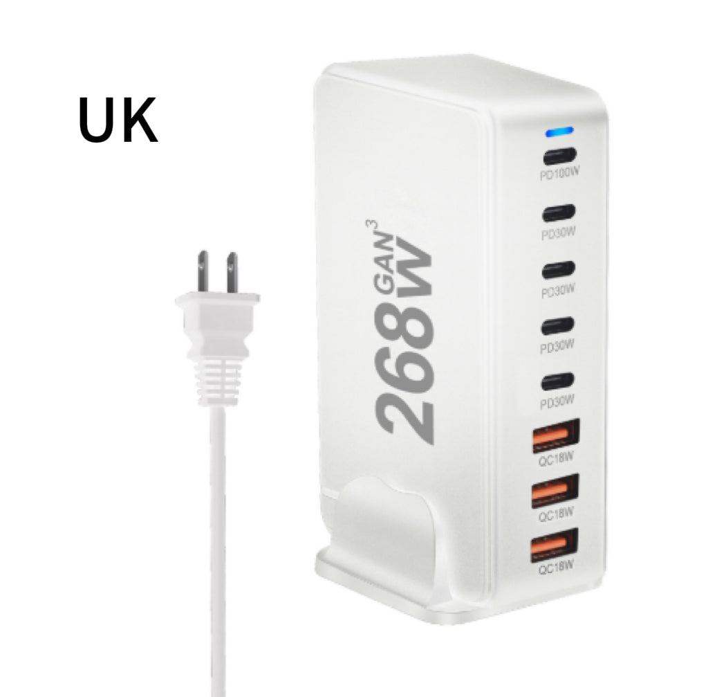 268W Gallium Nitride PD ChargerMulti-functional Desktop 5 C3A New 8-port Adapter