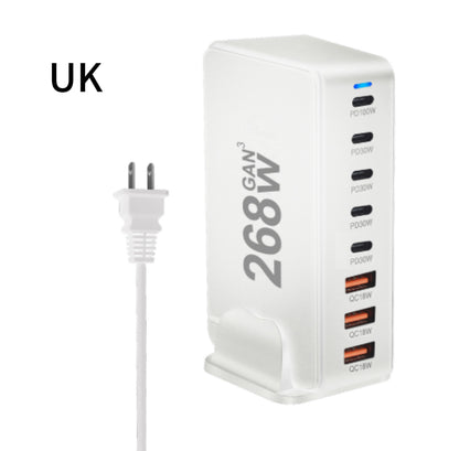 268W Gallium Nitride PD ChargerMulti-functional Desktop 5 C3A New 8-port Adapter