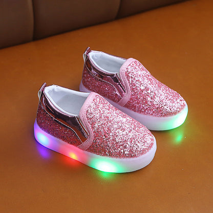 LED-Sneaker für Kinder, beleuchtete Baby- und Kleinkind-Sneaker mit Pailletten, Mädchen-Lichtschuhe