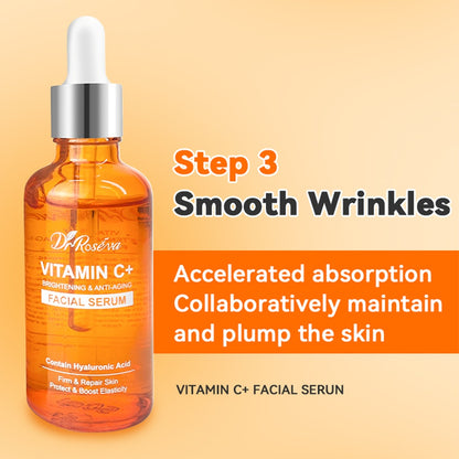 Dr.ROSEVA Private Label Natürliche Bio-Anti-Aging-Produkte VC Vitamin C Gesichtspflegecreme Serum Reinigung 5-teiliges Hautpflege-Set Hautpflege-Geschenkset