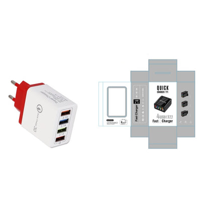 USB-Ladegerät Quick Charge 3.0 4-fach Adapter für Tablets, tragbares Wandladegerät, Schnellladegerät