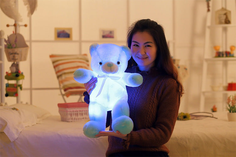 Kreativer, leuchtender LED-Teddybär, Kuscheltier, farbenfrohes, leuchtendes Weihnachtsgeschenk für Kinder, Kissen