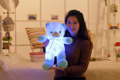 Kreativer, leuchtender LED-Teddybär, Kuscheltier, farbenfrohes, leuchtendes Weihnachtsgeschenk für Kinder, Kissen