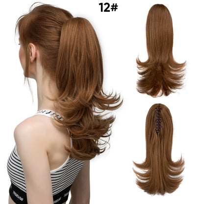 Seidenperücke für Damen, langes Haar, leicht gelockt, kurze Locken