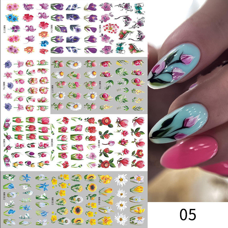Neue Nagelsticker mit europäischem und amerikanischem Feng-Shui-Muster und Blumenmotiven