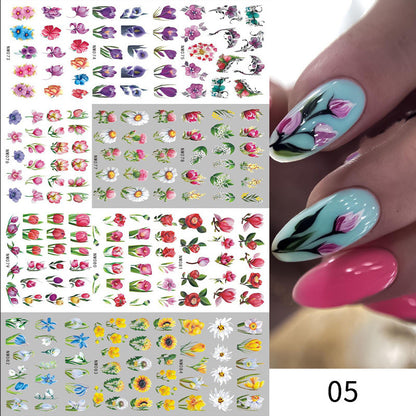 Neue Nagelsticker mit europäischem und amerikanischem Feng-Shui-Muster und Blumenmotiven