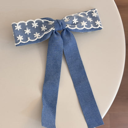 Haarspangen mit Schleife in Denimblau