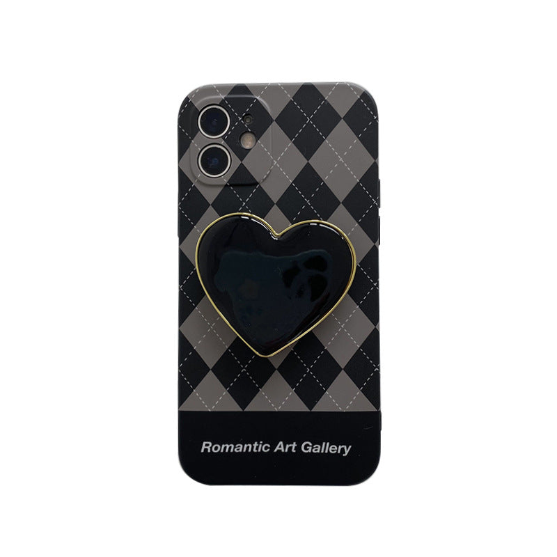Fashion Print Retro Lingge Love Bracket Phone Case