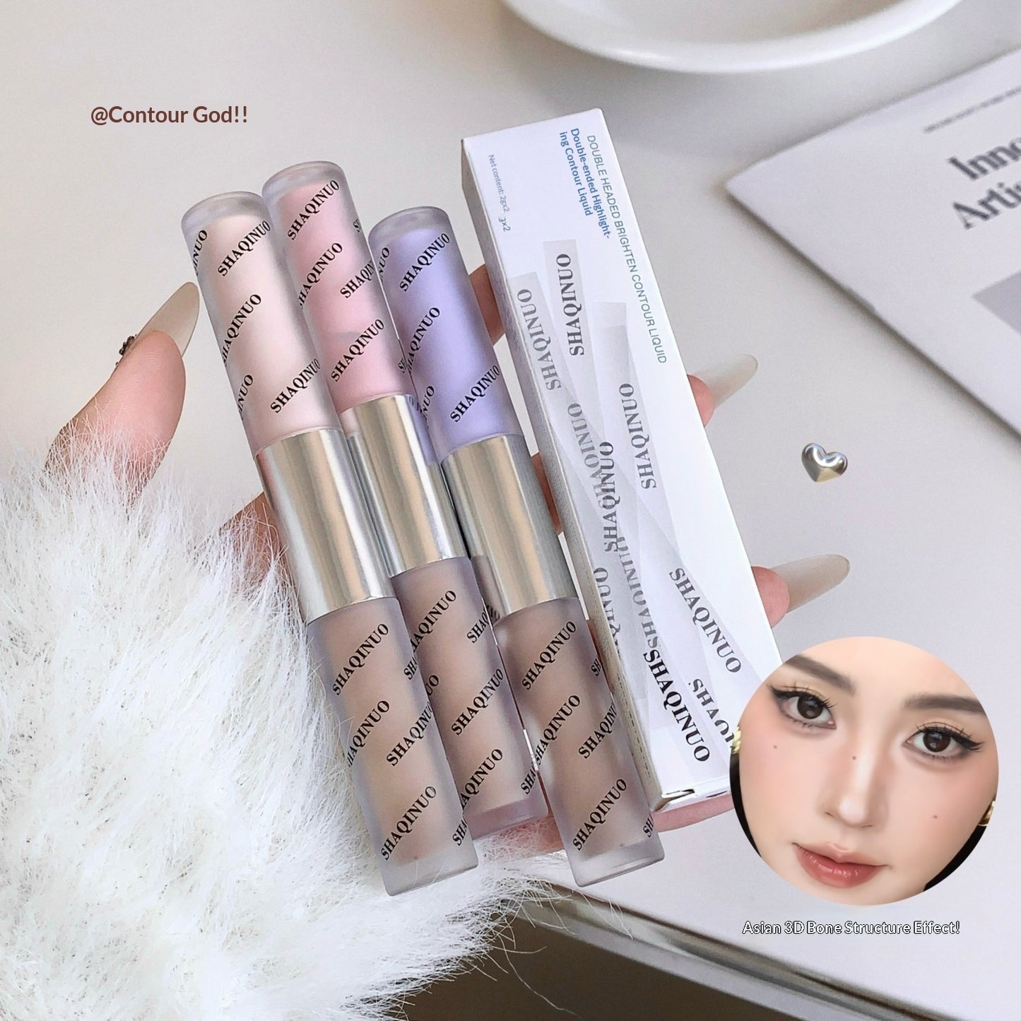 Flüssiges, aufhellendes Konturprodukt mit zwei Enden für ein natürlich wirkendes Make-up-Finish