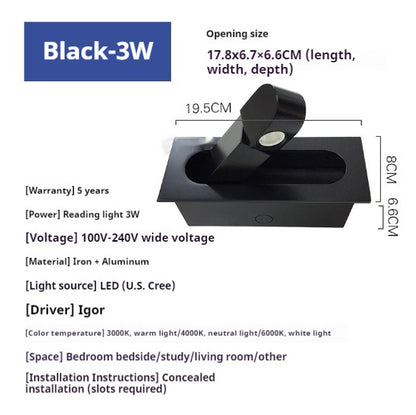 LED-Wandleuchte, schlichtes Design, Schlafzimmer-/Schlafzimmer-/Leselampe, drehbar