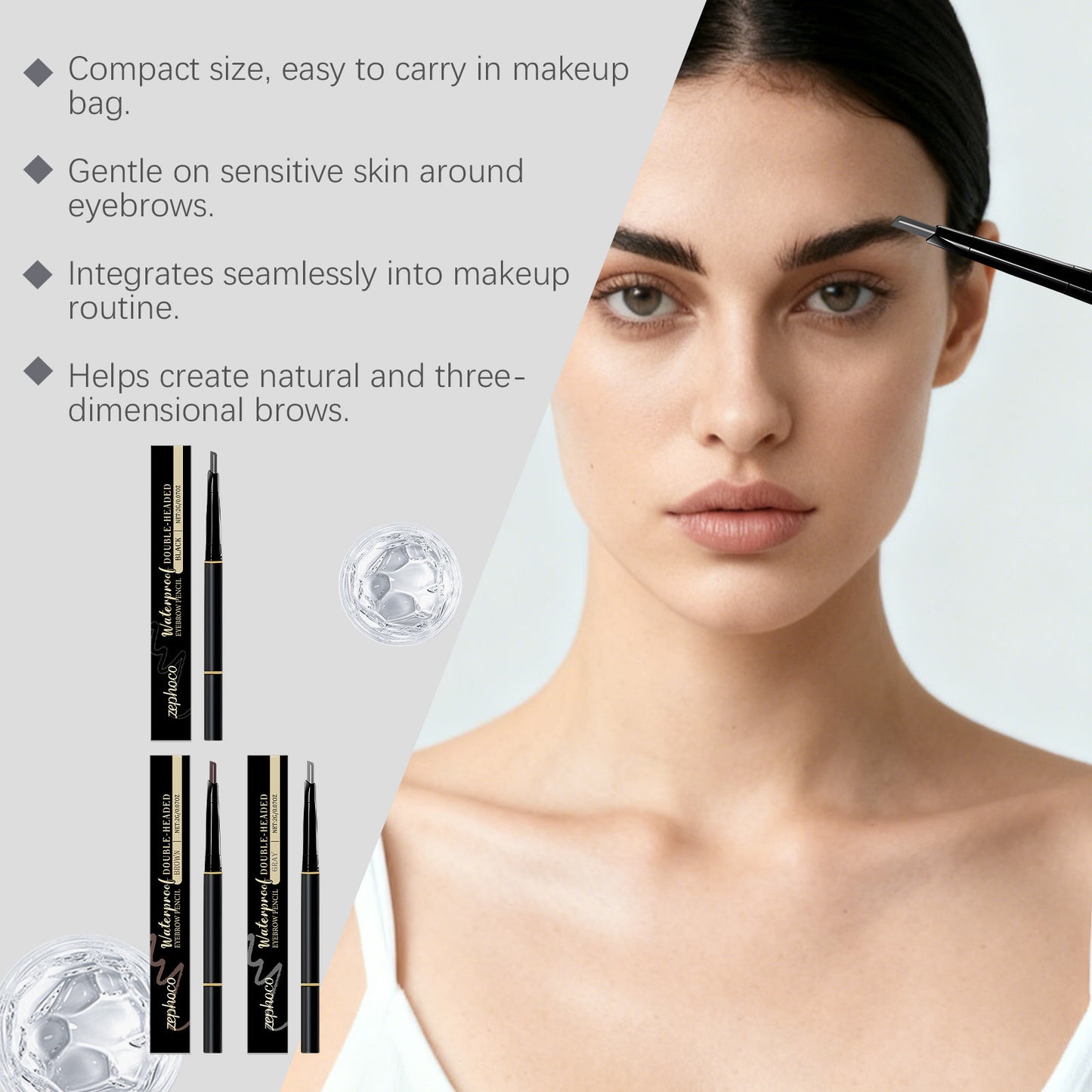 Doppelseitiger, langanhaltender, farbverstärkender Augenbrauenstift