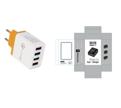 USB-Ladegerät Quick Charge 3.0 4-fach Adapter für Tablets, tragbares Wandladegerät, Schnellladegerät