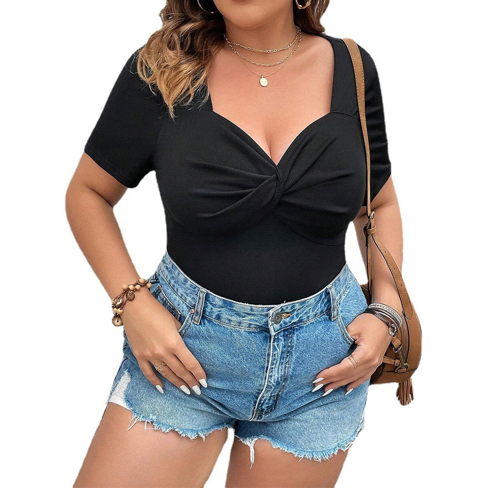 Sexy V-neck Slim-fit Office Short-sleeved Top For Women