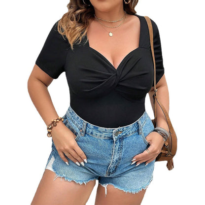 Sexy V-neck Slim-fit Office Short-sleeved Top For Women