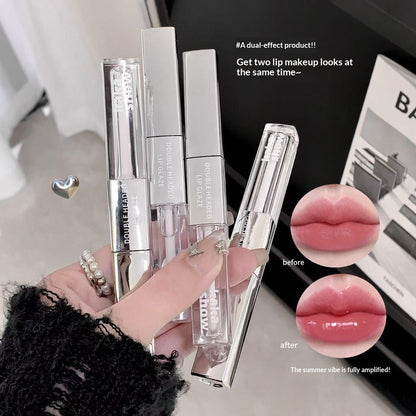 Doppelseitiger Lipgloss mit zwei Effekten, mattem Samt