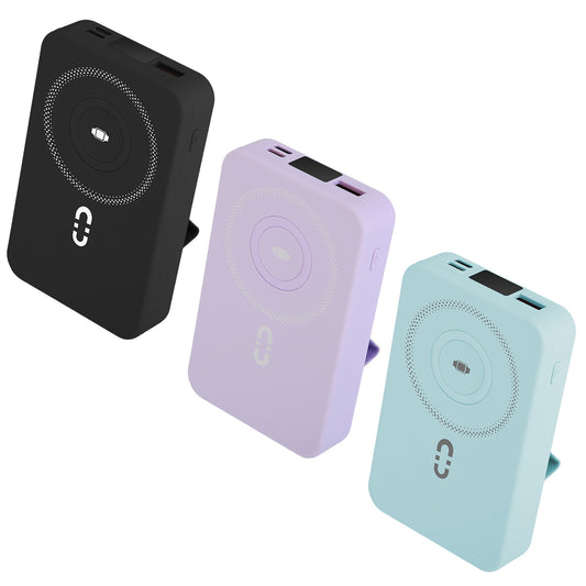 1 Stück 3-in-1 10000mAh MagSafe Schnelllade-Powerbank PD20W Tragbares Ladegerät mit 2 integrierten Kabeln und Ständer, passend für iOS-Smartphones der Serien 16, 15, 13 und mehr