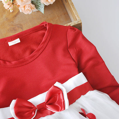 Kleid mit Blumenschleife und langen Ärmeln