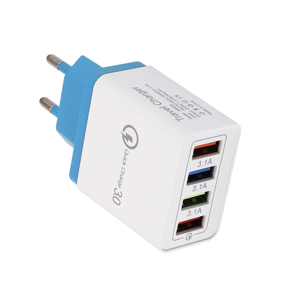 USB-Ladegerät Quick Charge 3.0 4-fach Adapter für Tablets, tragbares Wandladegerät, Schnellladegerät