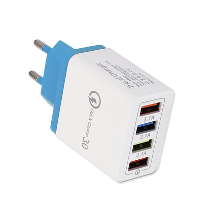 USB-Ladegerät Quick Charge 3.0 4-fach Adapter für Tablets, tragbares Wandladegerät, Schnellladegerät
