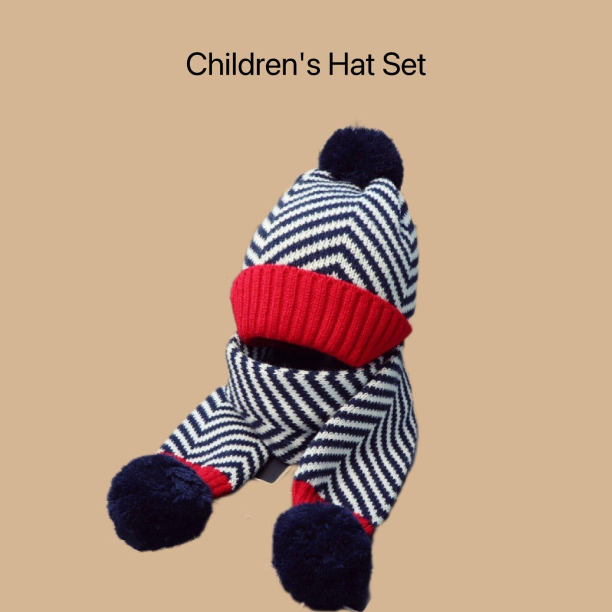 Zweiteiliges Kinder-Set aus Mütze und Schal, gestrickt, fleecegefüttert, für Jungen