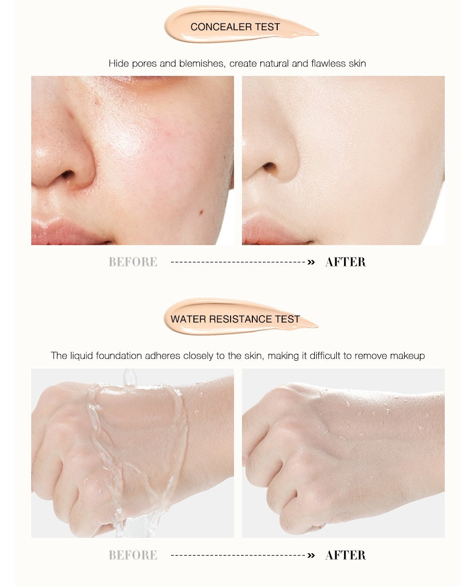 Natürliches Make-up-Make-up, kaschierendes Make-up, Kleidung, kein Make-up-Gefühl, flüssige Foundation