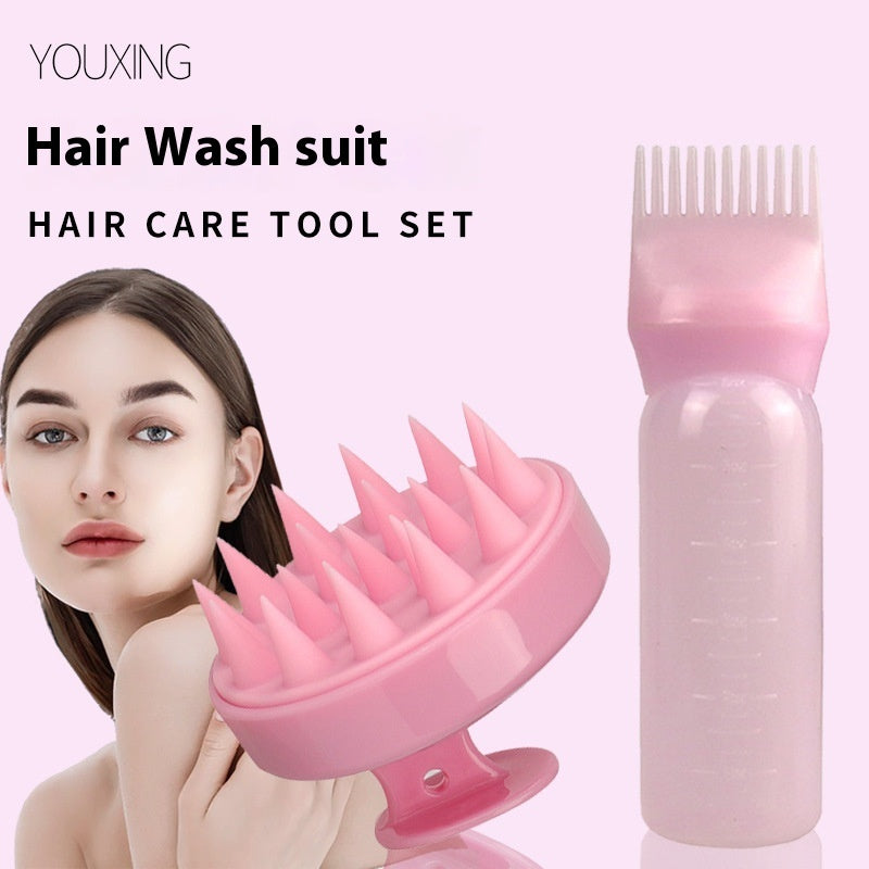 Hair Tools Shampoo Brush Shampoo Bottle Head Cleaning Massage Hair Care Set