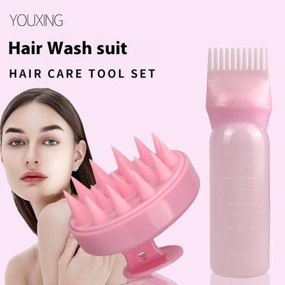Hair Tools Shampoo Brush Shampoo Bottle Head Cleaning Massage Hair Care Set