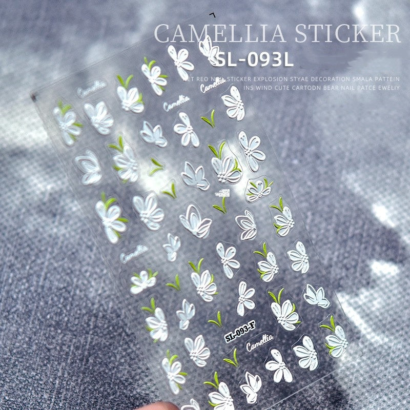 Kamelie 5D Relief Nagelsticker Stereo Ornament