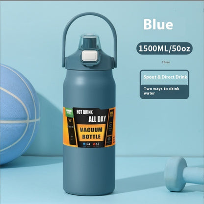 Großer, doppelwandiger Isolierbecher aus Edelstahl 304 mit Trinkhalm