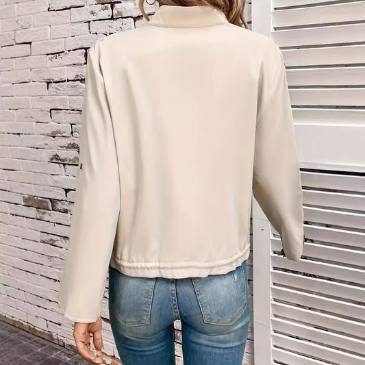 Damenmantel mit langen Ärmeln, einfarbig