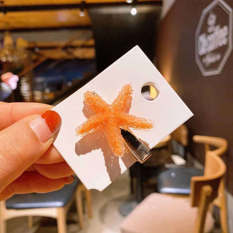 Koreanische Kristall-Seestern-Haarspange, seitliche Damen-Haarspange, Entenschnabel-Haarspange, Macaron-Haarspange