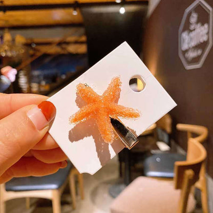 Koreanische Kristall-Seestern-Haarspange, seitliche Damen-Haarspange, Entenschnabel-Haarspange, Macaron-Haarspange