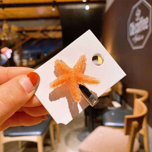 Koreanische Kristall-Seestern-Haarspange, seitliche Damen-Haarspange, Entenschnabel-Haarspange, Macaron-Haarspange