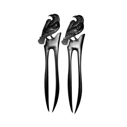 Retro Crow Double-sided Three-dimensional Carved Hairpin