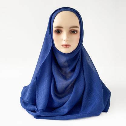 Muslim Kerchief Slub Cotton Scarf Tassel