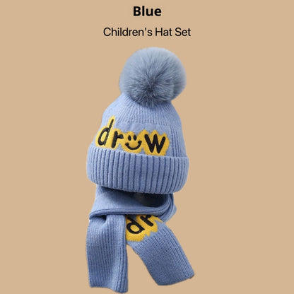 Zweiteiliges Kinder-Set aus Mütze und Schal, gestrickt, fleecegefüttert, für Jungen