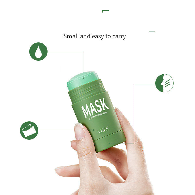 Feste Reinigungsmaske, ölregulierend, verkleinert Poren und reduziert Mitesser, reinigende feste Grüntee-Schlammmaske, Auberginen-Schlammmaske