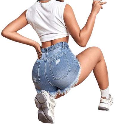 Damen Retro Stretch Skinny Denim Shorts