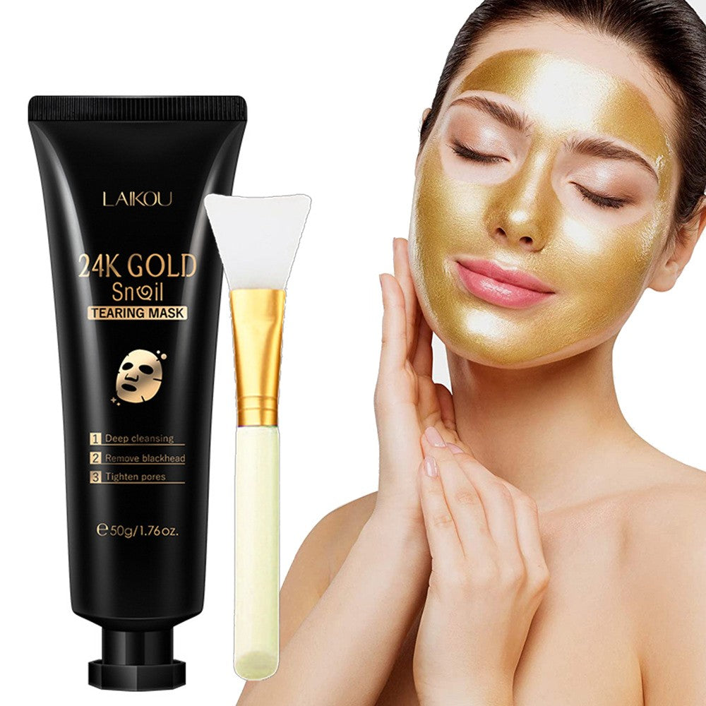Feuchtigkeitsspendende Abreißmaske mit Goldfolien-Schneckenmotiv