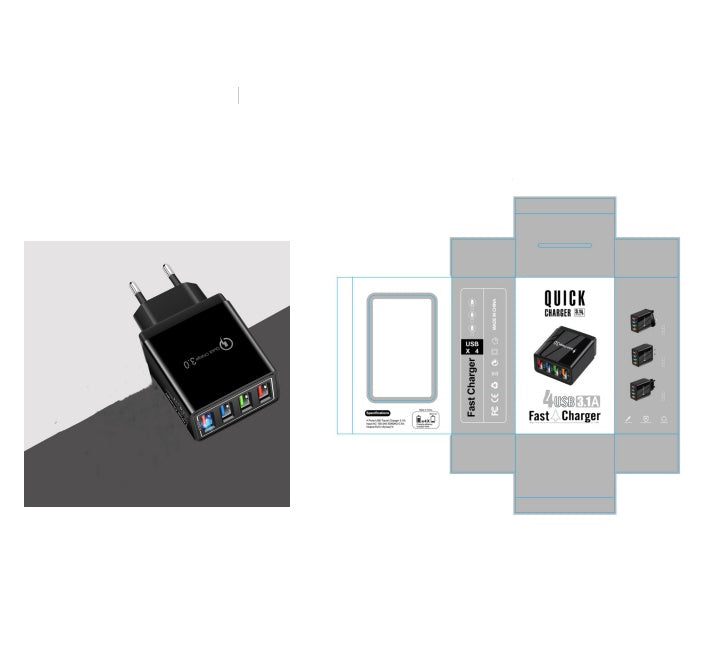 USB-Ladegerät Quick Charge 3.0 4-fach Adapter für Tablets, tragbares Wandladegerät, Schnellladegerät