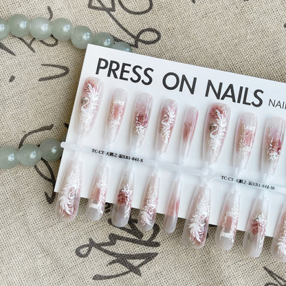 Neue chinesische Antik-Schwanenrelief-Stickerei für Nagelspitzen