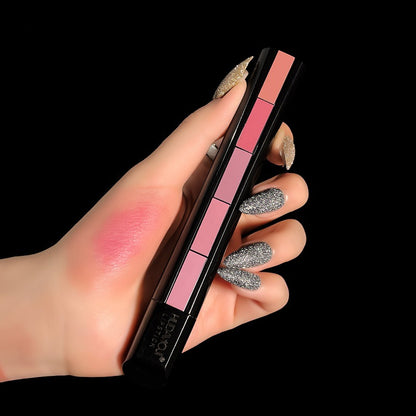 Samtmatter Lippenstift, feuchtigkeitsspendend, farbecht, Fünf-in-Eins-Lippenstift-Kombinationsset