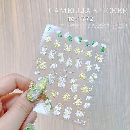 Kamelie 5D Relief Nagelsticker Stereo Ornament