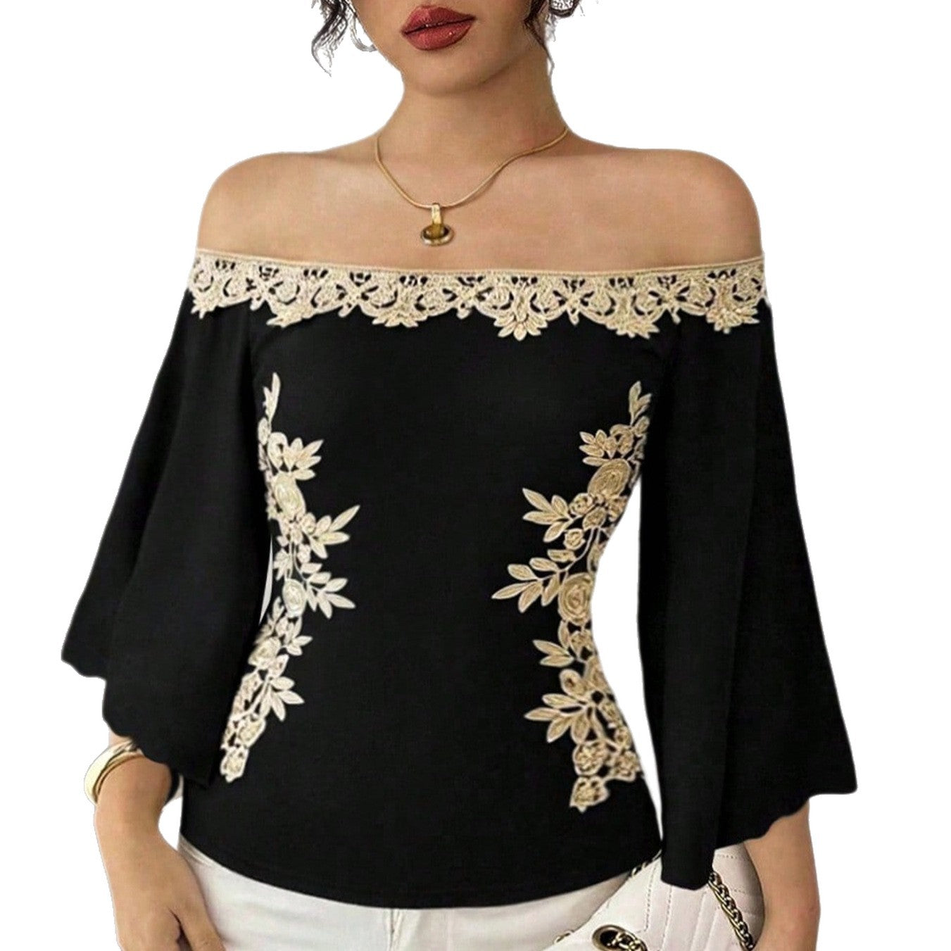 Sexy besticktes, figurbetontes Top für Damen