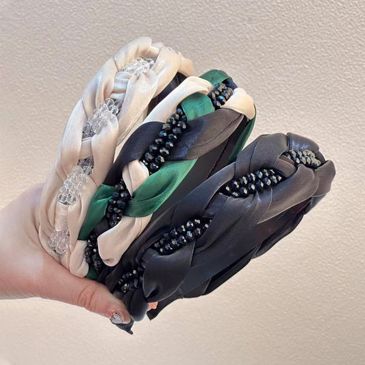 Gedrehtes Haarband mit Perlen, handgefertigtes Haarband